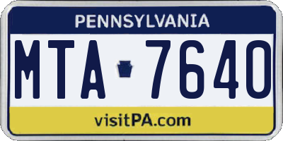 PA license plate MTA7640
