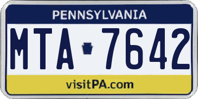 PA license plate MTA7642