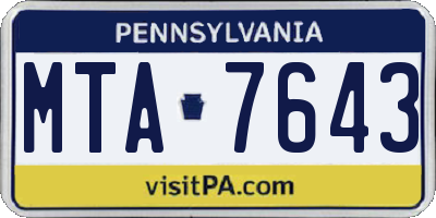 PA license plate MTA7643