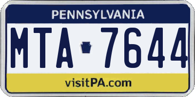 PA license plate MTA7644