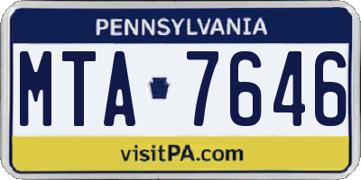 PA license plate MTA7646