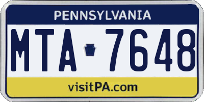 PA license plate MTA7648