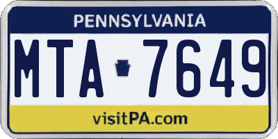 PA license plate MTA7649