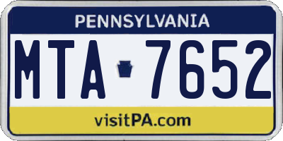 PA license plate MTA7652