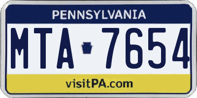 PA license plate MTA7654