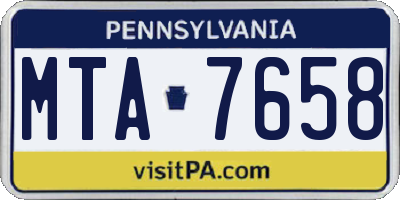 PA license plate MTA7658