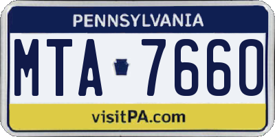 PA license plate MTA7660