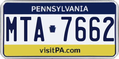 PA license plate MTA7662