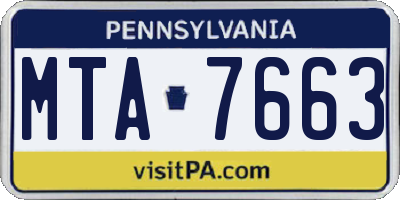PA license plate MTA7663