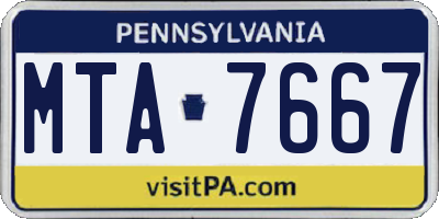PA license plate MTA7667