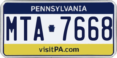PA license plate MTA7668