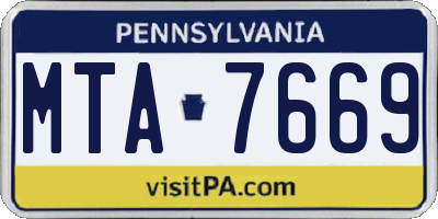 PA license plate MTA7669
