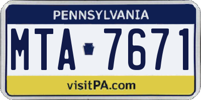 PA license plate MTA7671