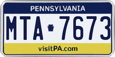 PA license plate MTA7673