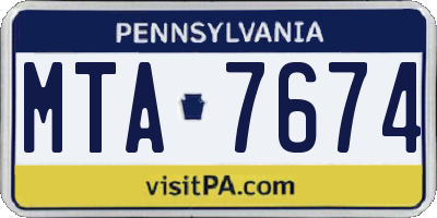 PA license plate MTA7674