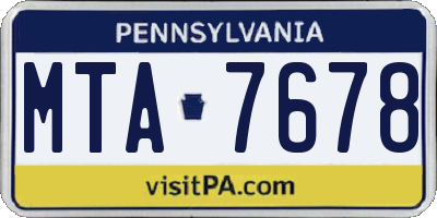 PA license plate MTA7678