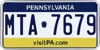 PA license plate MTA7679
