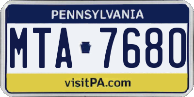 PA license plate MTA7680