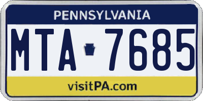 PA license plate MTA7685