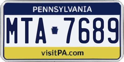 PA license plate MTA7689
