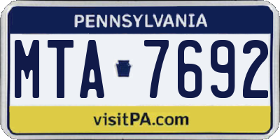 PA license plate MTA7692