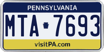 PA license plate MTA7693