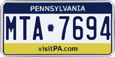PA license plate MTA7694