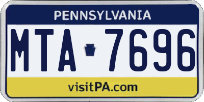 PA license plate MTA7696