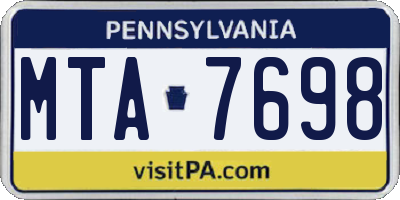PA license plate MTA7698