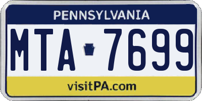 PA license plate MTA7699