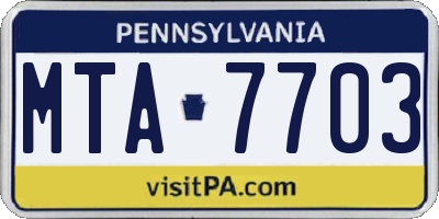PA license plate MTA7703