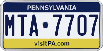 PA license plate MTA7707