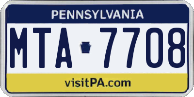 PA license plate MTA7708