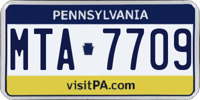 PA license plate MTA7709