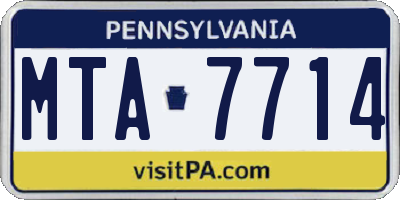 PA license plate MTA7714