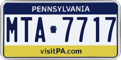 PA license plate MTA7717