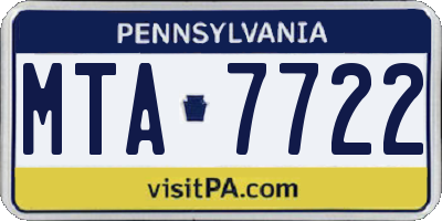 PA license plate MTA7722