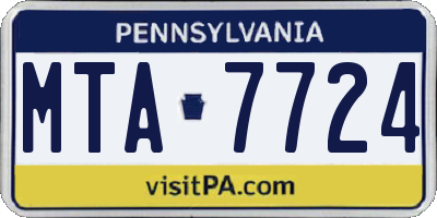 PA license plate MTA7724