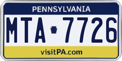 PA license plate MTA7726