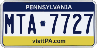 PA license plate MTA7727
