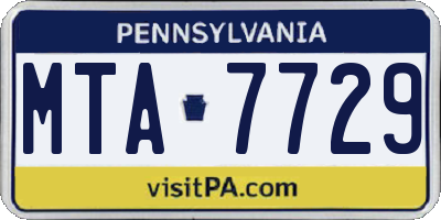 PA license plate MTA7729