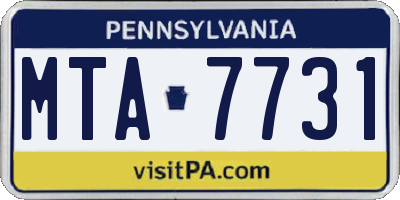 PA license plate MTA7731