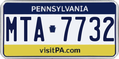 PA license plate MTA7732