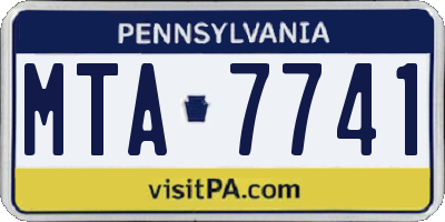 PA license plate MTA7741