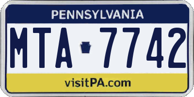 PA license plate MTA7742