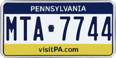 PA license plate MTA7744