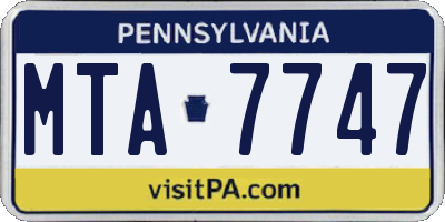 PA license plate MTA7747