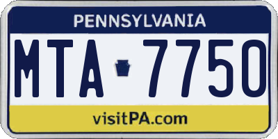 PA license plate MTA7750