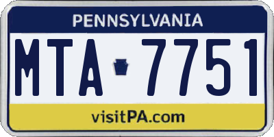 PA license plate MTA7751