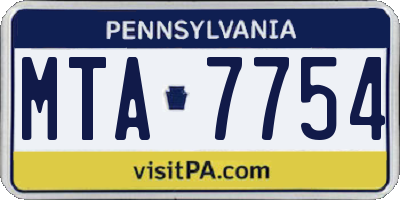 PA license plate MTA7754